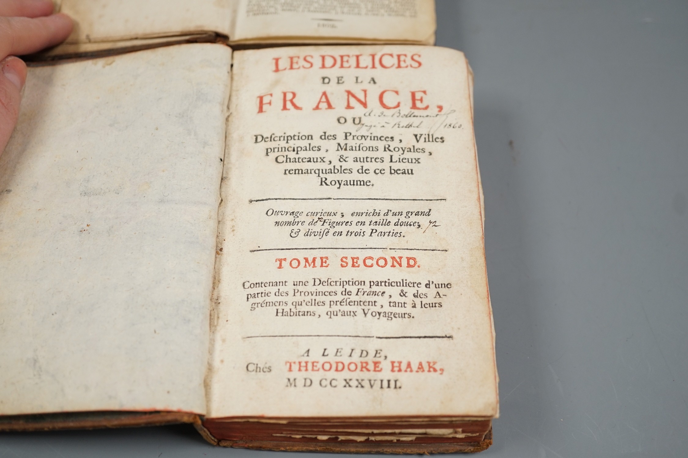 Two books - Delices de la France, 1728 and Johnson's Dictionary, 1802